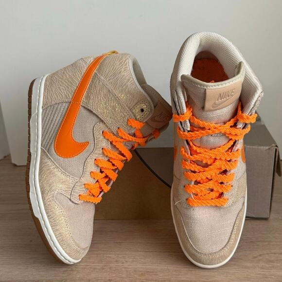 Nike Dunk Sky High Hidden Wedge Tan/Metallic Org Women Sneakers - SZ 8 - Picture 5 of 14